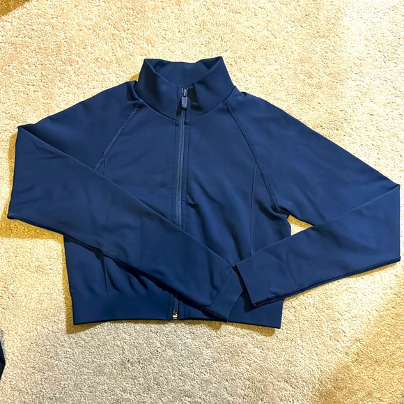 Blue Alphalete Cropped Zip Up Jacket - Picture 1 of 2